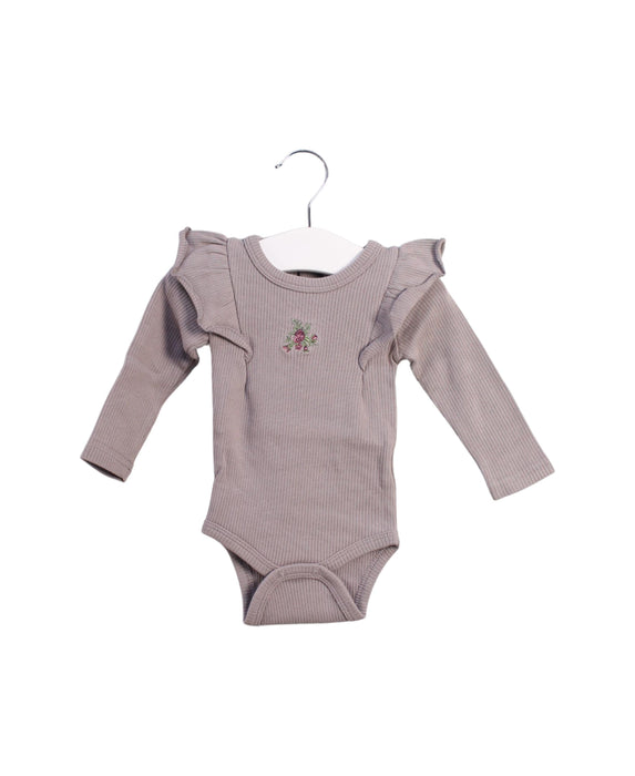 A Taupe Long Sleeve Bodysuits from Jamie Kay in size 0-3M for girl. (Front View)