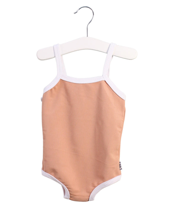 A Peach Swimsuits from Atilla Cubs in size 6-12M for girl. (Front View)