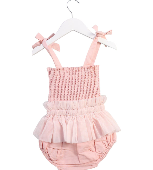 A Pink Sleeveless Bodysuits from India & Grace in size 2T for girl. (Back View)