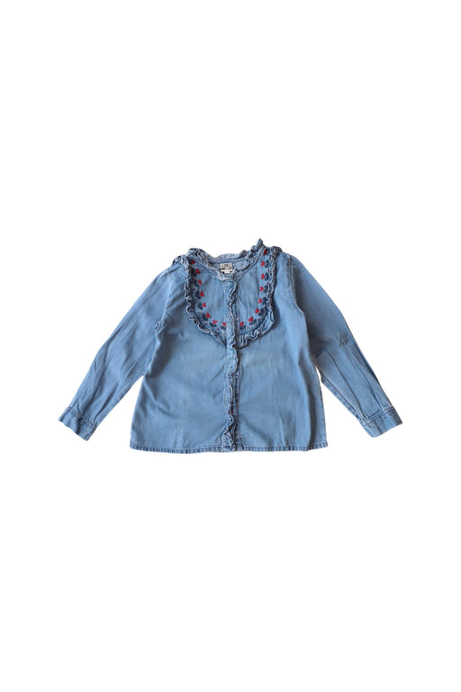 A Blue Long Sleeve Tops from Bonton in size 4T for girl. (Front View)