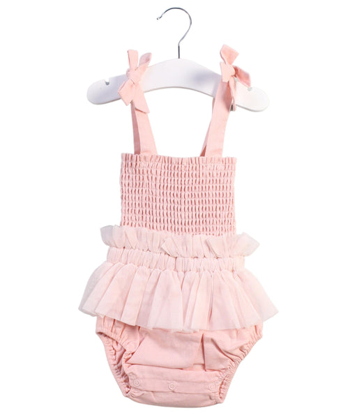 A Pink Sleeveless Rompers from India & Grace in size 6-12M for girl. (Front View)