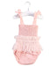 A Pink Sleeveless Rompers from India & Grace in size 3-6M for girl. (Front View)