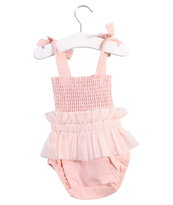 A Pink Sleeveless Rompers from India & Grace in size 3-6M for girl. (Back View)