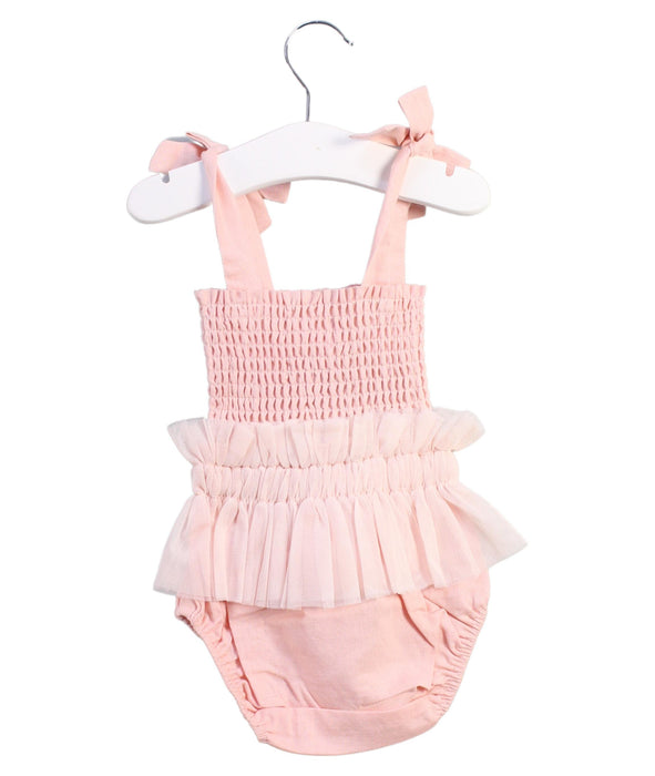 A Pink Sleeveless Rompers from India & Grace in size 3-6M for girl. (Back View)