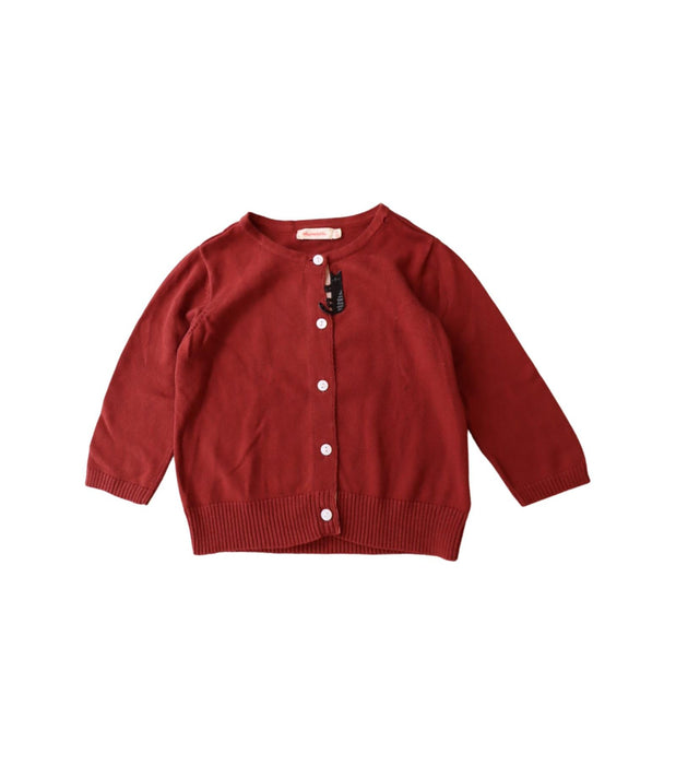 A Red Cardigans from Momonittu in size 8Y for girl. (Front View)