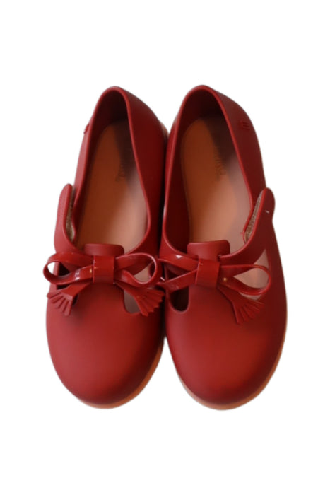 A Red Flats from Mini Melissa in size 6T for girl. (Back View)