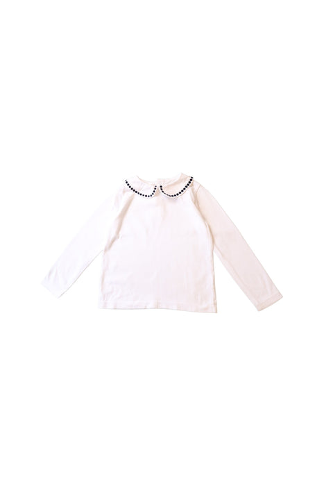 A White Long Sleeve Tops from Jacadi in size 4T for girl. (Front View)