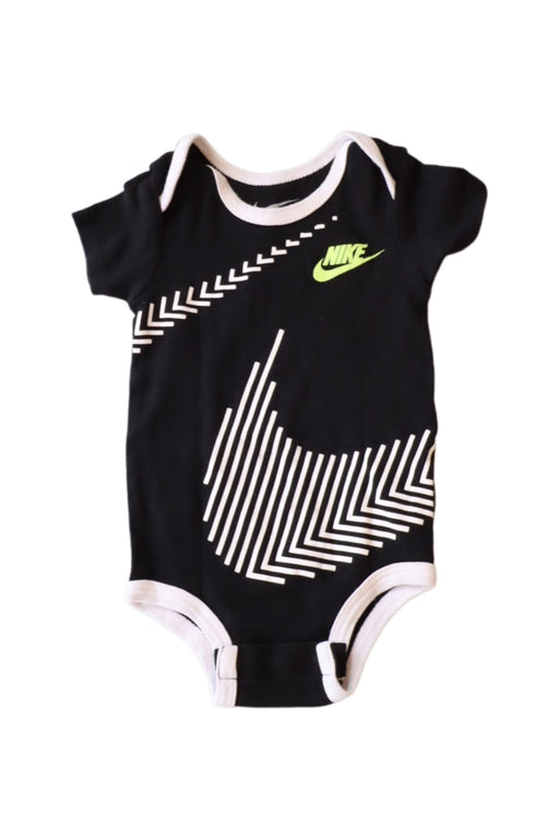 A Black Short Sleeve Bodysuits from Nike in size 0-3M for boy. (Front View)