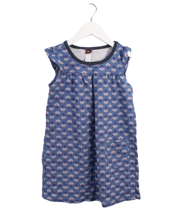 A Purple Sleeveless Dresses from Tea in size 5T for girl. (Front View)