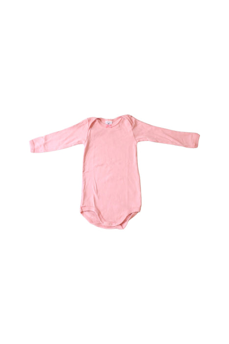 A Pink Long Sleeve Bodysuits from Petit Bateau in size 6-12M for girl. (Front View)