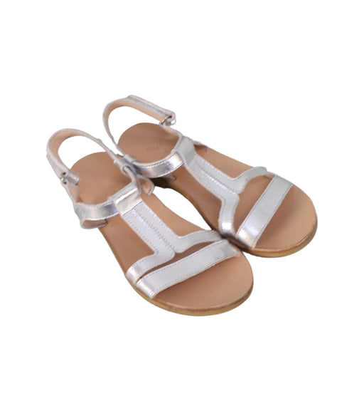 A Silver Sandals from Jacadi in size 5T for girl. (Front View)