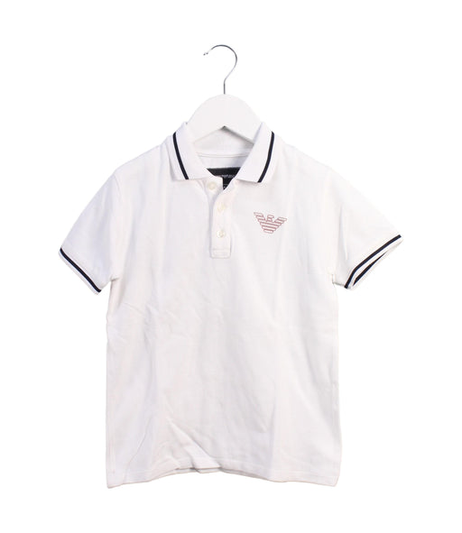 A White Short Sleeve Polos from Armani in size 6T for boy. (Front View)