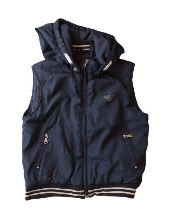 A Navy Outerwear Vests from Armani in size 6T for boy. (Front View)