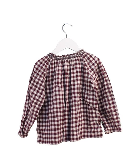 A Burgundy Long Sleeve Tops from Bonpoint in size 4T for girl. (Back View)