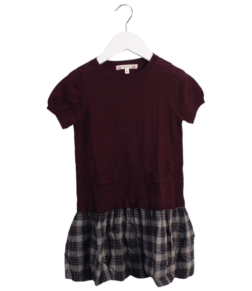 A Burgundy Short Sleeve Dresses from Bonpoint in size 6T for girl. (Front View)