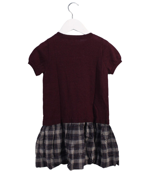 A Burgundy Short Sleeve Dresses from Bonpoint in size 6T for girl. (Back View)