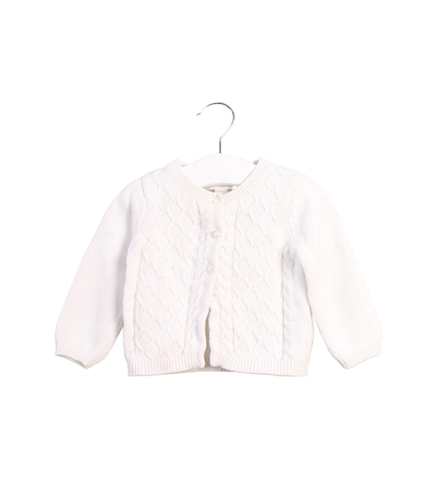 A White Cardigans from The Little White Company in size 6-12M for girl. (Front View)