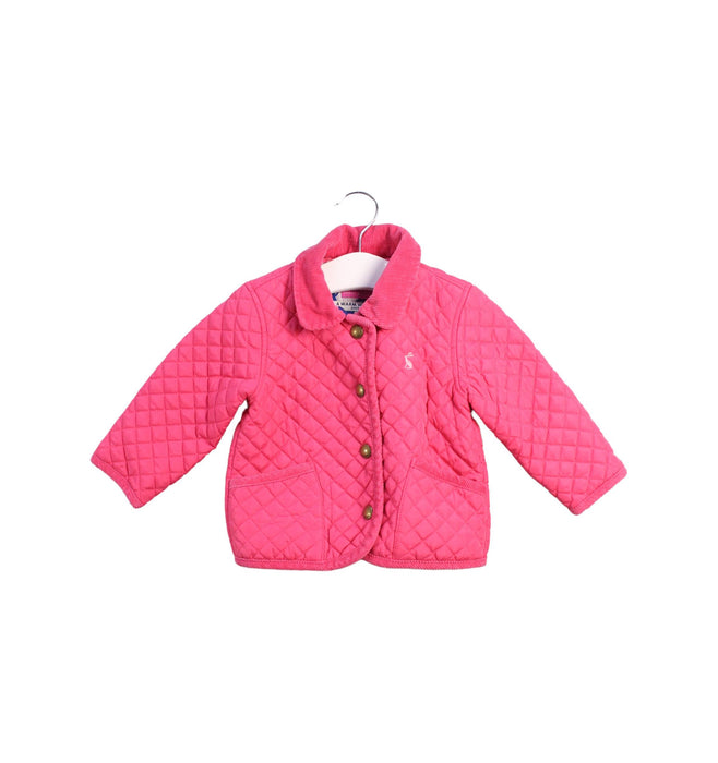 A Pink Puffer/Quilted Jackets from Joules in size 6-12M for girl. (Front View)