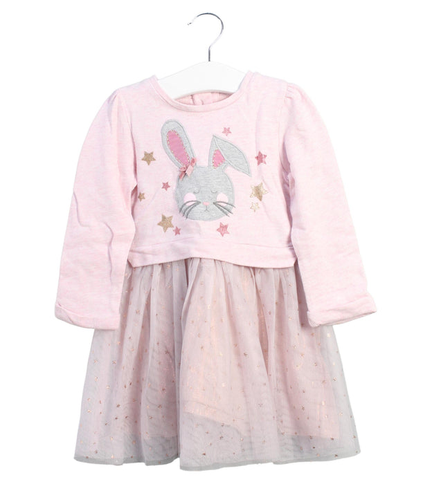 A Pink Long Sleeve Dresses from Monsoon in size 12-18M for girl. (Front View)