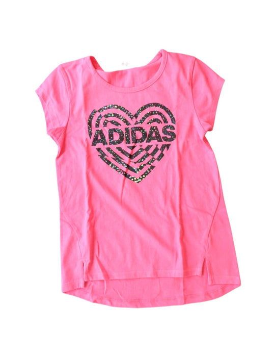 A Pink Short Sleeve T Shirts from Adidas in size 5T for girl. (Front View)