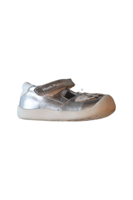 A Silver Sandals from Hush Puppies in size 18-24M for girl. (Front View)