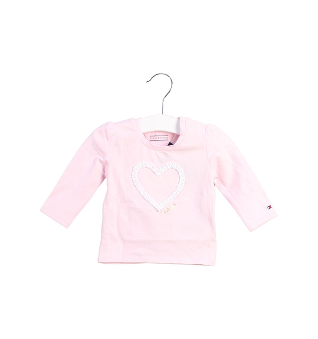 A Pink Long Sleeve Tops from Tommy Hilfiger in size 0-3M for girl. (Front View)