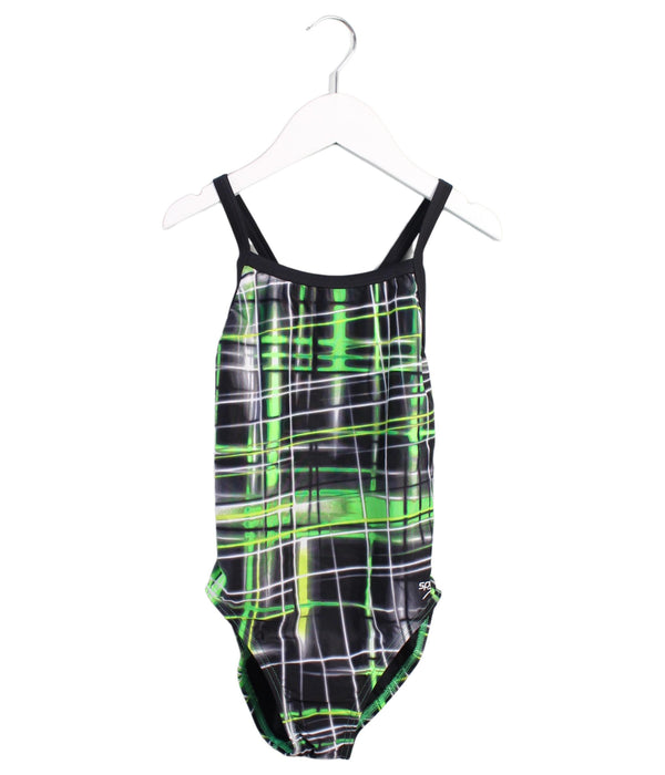 A Black Swimsuits from Speedo in size 10Y for girl. (Front View)