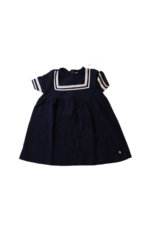 A Navy Short Sleeve Dresses from Petit Bateau in size 12-18M for girl. (Front View)