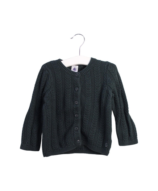 A Green Cardigans from Petit Bateau in size 2T for girl. (Front View)