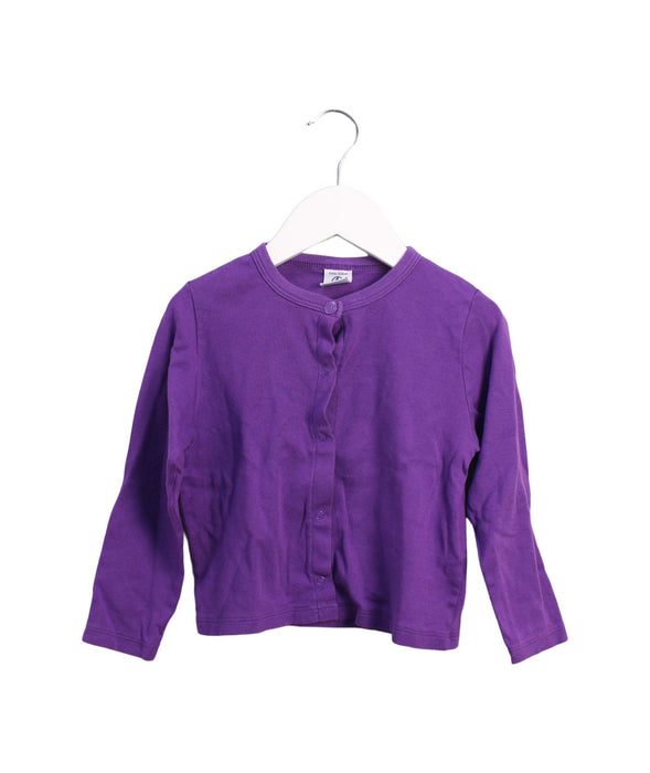 A Purple Cardigans from Petit Bateau in size 4T for girl. (Front View)