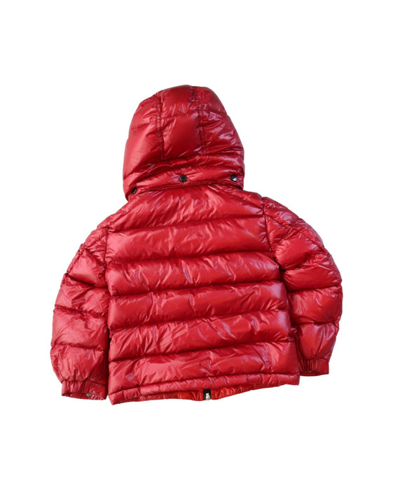 A Red Puffer/Quilted Jackets from Moncler in size 3T for neutral. (Back View)