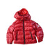 A Red Puffer/Quilted Jackets from Moncler in size 3T for neutral. (Front View)