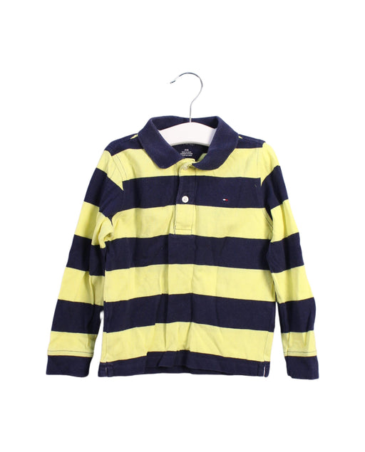 A Yellow Long Sleeve Polos from Tommy Hilfiger in size 3T for boy. (Front View)