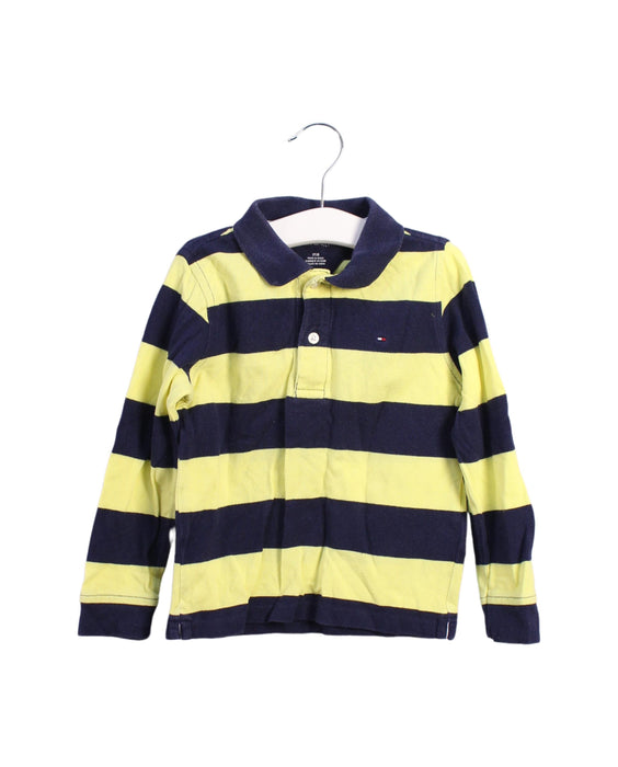 A Yellow Long Sleeve Polos from Tommy Hilfiger in size 3T for boy. (Front View)
