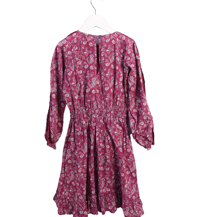 A Burgundy Long Sleeve Dresses from Velveteen in size 8Y for girl. (Back View)