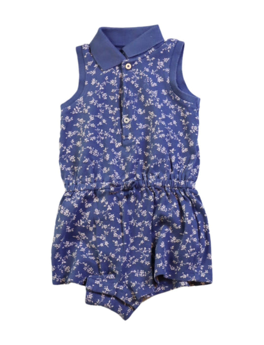 A Blue Sleeveless Rompers from Ralph Lauren in size 6-12M for girl. (Front View)