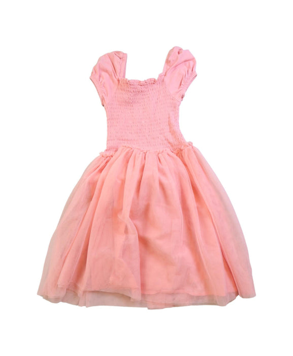 A Pink Short Sleeve Dresses from Seed in size 5T for girl. (Front View)