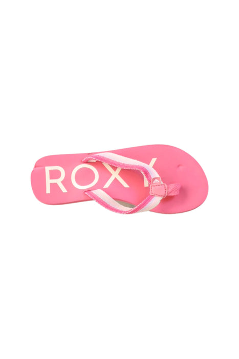 A Pink Flip Flops from Roxy in size 7Y for girl. (Front View)