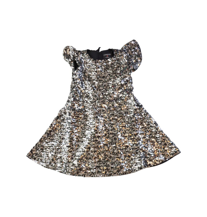 A Silver Short Sleeve Dresses from Crewcuts in size 4T for girl. (Front View)