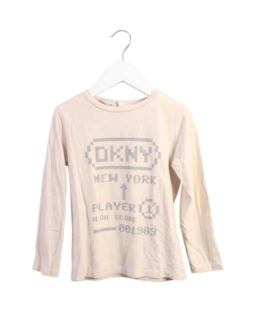 A Beige Long Sleeve T Shirts from DKNY in size 4T for boy. (Front View)