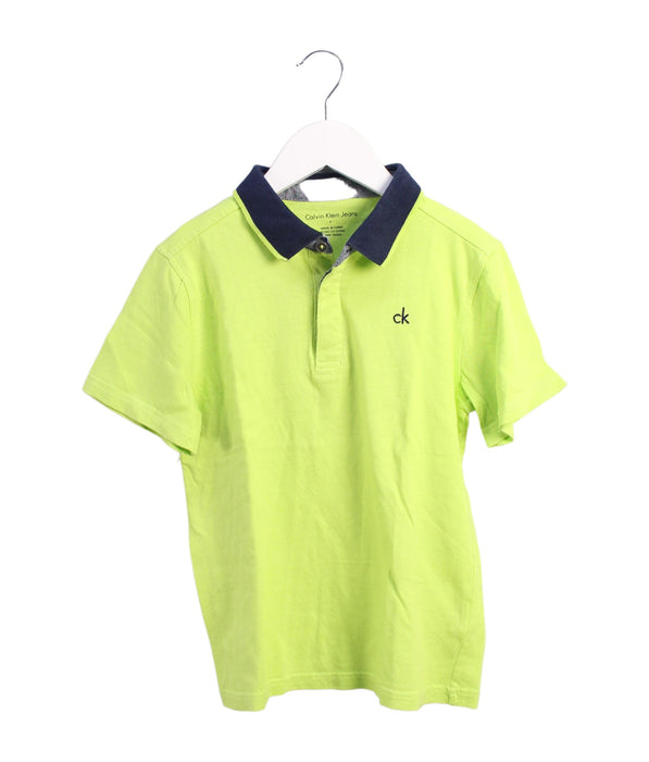 A Green Short Sleeve Polos from Calvin Klein in size 7Y for boy. (Front View)