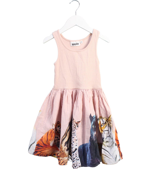 A Pink Sleeveless Dresses from Molo in size 5T for girl. (Front View)