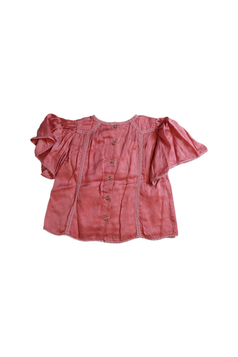 A Pink Short Sleeve Tops from Velveteen in size 4T for girl. (Back View)