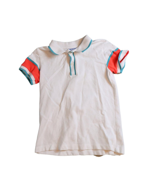 A White Short Sleeve Polos from Jacadi in size 6T for boy. (Front View)