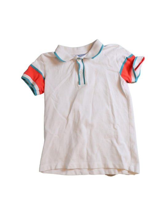 A White Short Sleeve Polos from Jacadi in size 6T for boy. (Front View)