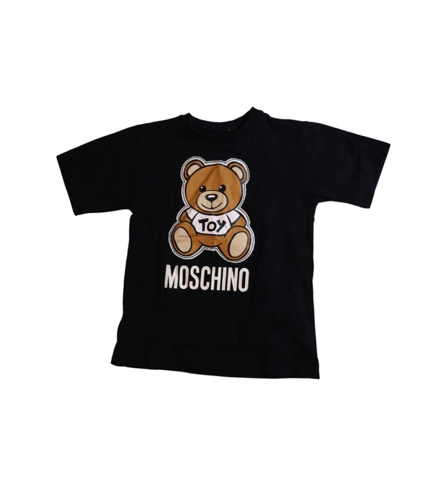 A Black Short Sleeve T Shirts from Moschino in size 4T for boy. (Front View)