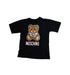 A Black Short Sleeve T Shirts from Moschino in size 4T for boy. (Front View)