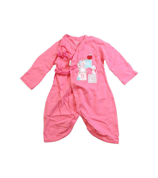 A Pink Long Sleeve Rompers from Mides in size 0-3M for girl. (Front View)