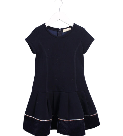 A Navy Short Sleeve Dresses from Monnalisa in size 6T for girl. (Front View)