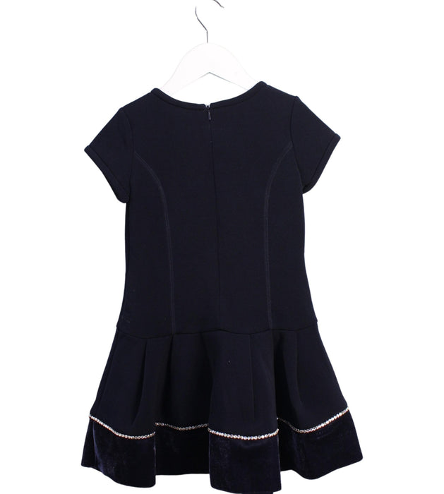 A Navy Short Sleeve Dresses from Monnalisa in size 6T for girl. (Back View)